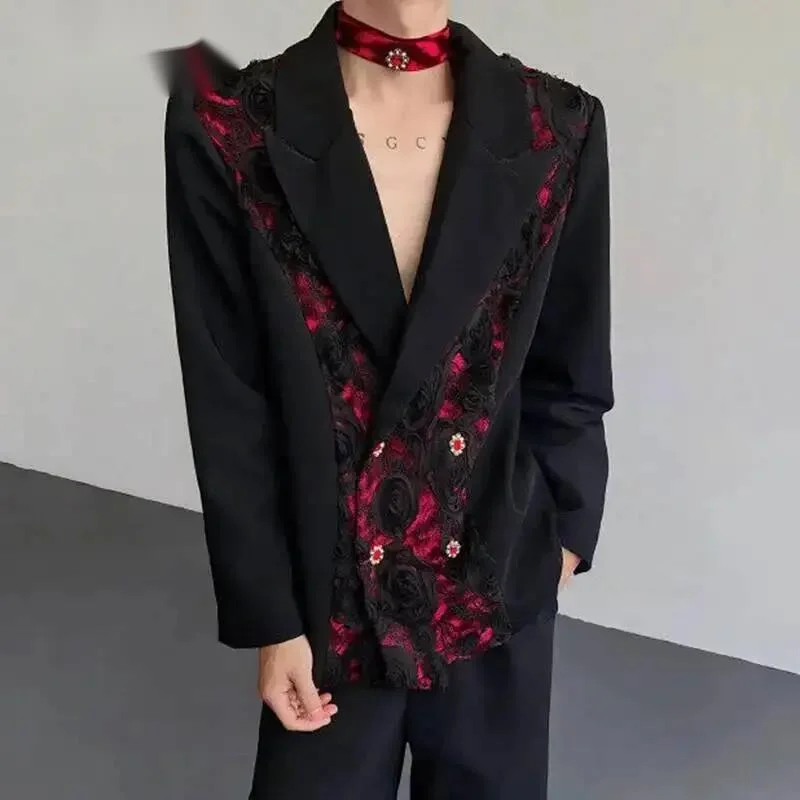 Niche Design Men's Suit Jackets Three-dimensional Roses Lace Patchwork Contrast Color Double Breasted Male Blazers 9W0T0A
Niche Design Men's Suit Jackets Three-dimensional Roses Lace Patchwork Contrast Color Double Breasted Male Blazers 9W0T0A