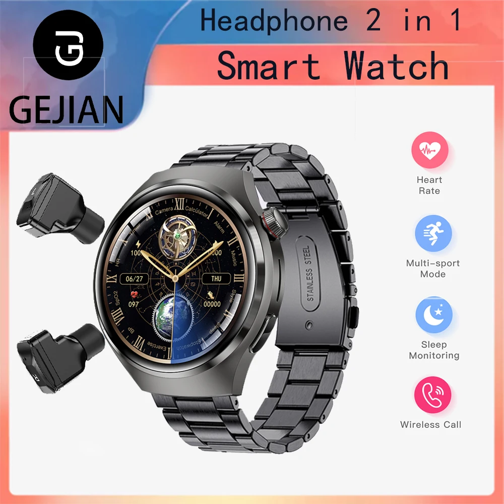GEJIAN Новые смарт-часы TWS 2 в 1, наушники BT, NFC, пульсометр, BT-вызов, 1,53-дюймовый HD-сенсорный экран, GPS, отслеживание движения, умные часы
GEJIAN Новые смарт-часы TWS 2 в 1, наушники BT, NFC, пульсометр, BT-вызов, 1,53-дюймовый HD-сенсорный экран, GPS, отслеживание движения, умные часы
