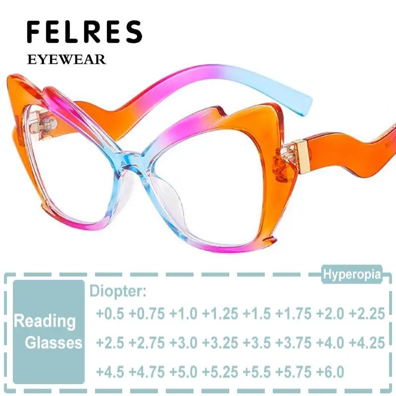 Fashion Optical Blue Light Reading Glasses Women Big Frame Colorful Butterfly Cat Eye Glasses Frame Clear Presbyopia Eyeglasses
Fashion Optical Blue Light Reading Glasses Women Big Frame Colorful Butterfly Cat Eye Glasses Frame Clear Presbyopia Eyeglasses