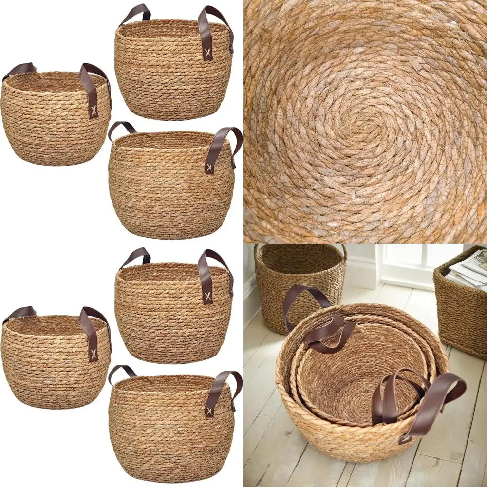 Набор из 3-х плетеных корзин для хранения из морских водорослей с кожаными ручками, натуральные декоративные плетеные веревочные корзины для организации, 13, 12 и
Набор из 3-х плетеных корзин для хранения из морских водорослей с кожаными ручками, натуральные декоративные плетеные веревочные корзины для организации, 13, 12 и