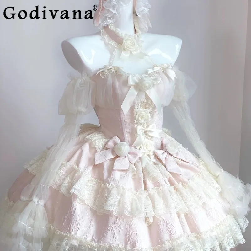 Romantic Girls Pure Desire Fairy Style Dress Japanese Lace Bow Princess Lolita Dress Women's Pink Blue Birthday Party Dress
Romantic Girls Pure Desire Fairy Style Dress Japanese Lace Bow Princess Lolita Dress Women's Pink Blue Birthday Party Dress