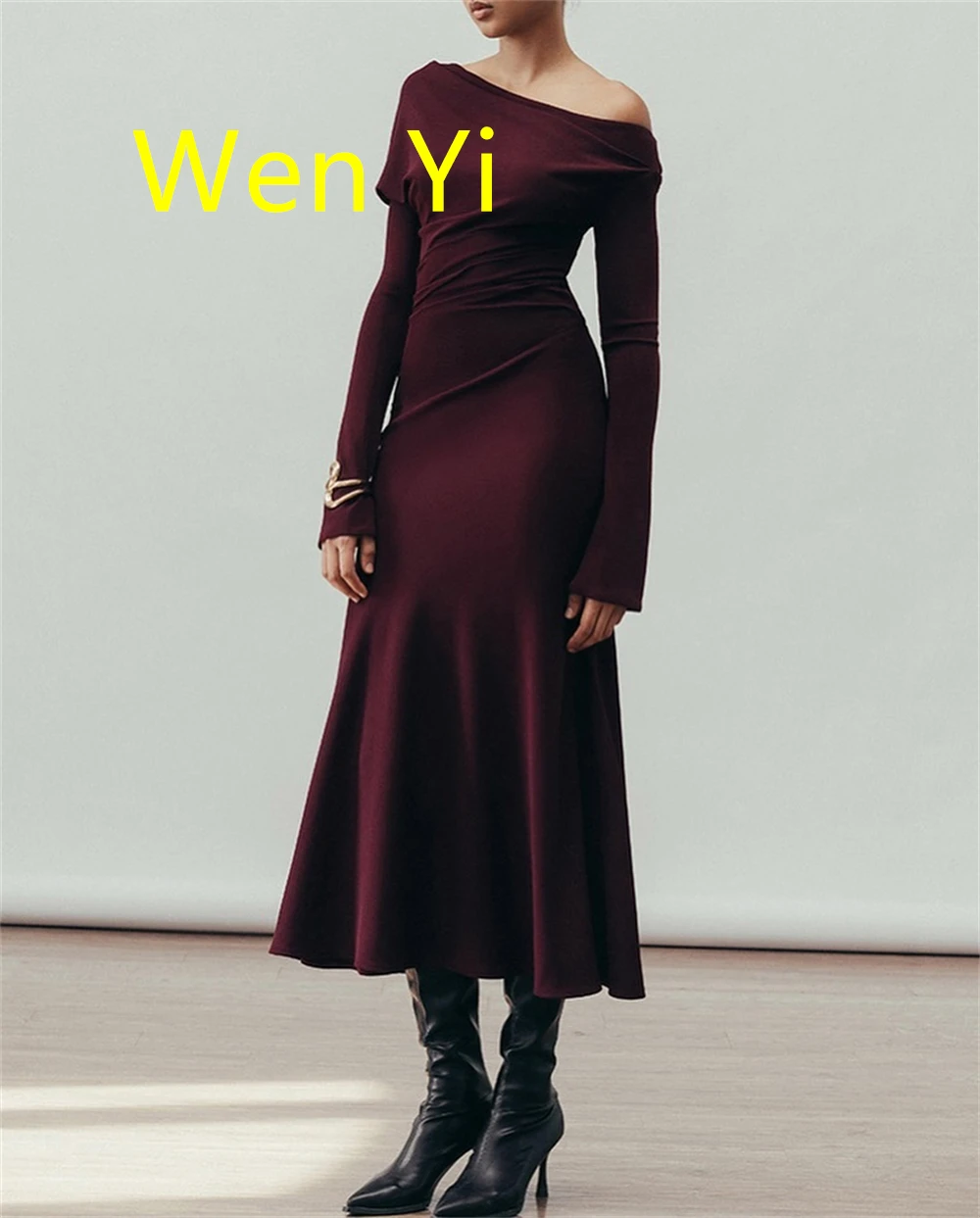 Customized Elegant Purple Jersey Evening Dress Fashion Strapless Off the Shoulder Long Sleeves Mermaid Homecoming Dresses
Customized Elegant Purple Jersey Evening Dress Fashion Strapless Off the Shoulder Long Sleeves Mermaid Homecoming Dresses