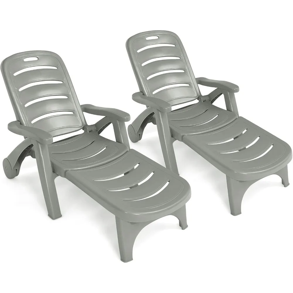 Patio Chaise Lounge Recliner on Wheels, Folding Deck Chair with Armrests, 5 Adjustable Positions for Poolside, Yard, Garden Rol
Patio Chaise Lounge Recliner on Wheels, Folding Deck Chair with Armrests, 5 Adjustable Positions for Poolside, Yard, Garden Rol