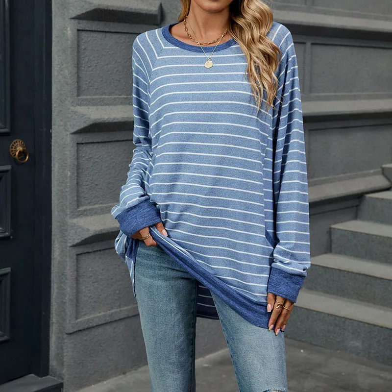 Осенне-зимние модные новые полосатые футболки для женщин, повседневные пуловеры с длинным рукавом и карманами, деловые элегантные свободные блузки из искусственной кожи
Осенне-зимние модные новые полосатые футболки для женщин, повседневные пуловеры с длинным рукавом и карманами, деловые элегантные свободные блузки из искусственной кожи