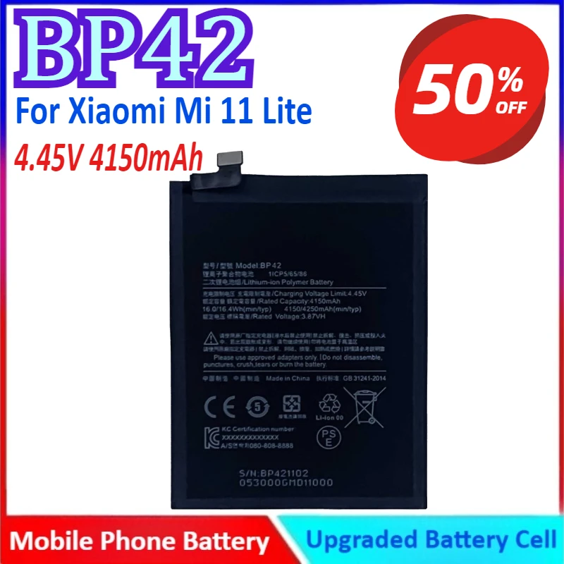 New BP42 4.45V 4150mAh For Xiaomi Mi 11/ Mi 11 Lite Mobile Phone Battery High Quality
New BP42 4.45V 4150mAh For Xiaomi Mi 11/ Mi 11 Lite Mobile Phone Battery High Quality