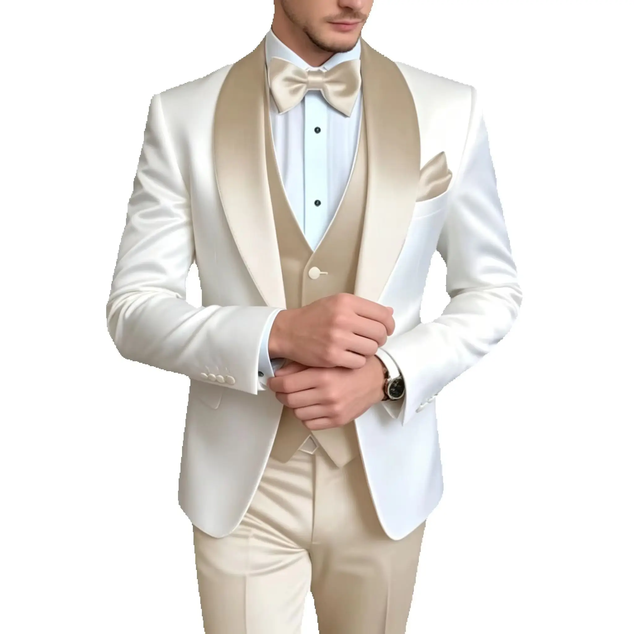 Elegant Slim Fit 3-Piece Men's Tuxedo Groom Suit with Shawl Lapel Blazer Vest Pants for Wedding Business Prom Male Clothing
Elegant Slim Fit 3-Piece Men's Tuxedo Groom Suit with Shawl Lapel Blazer Vest Pants for Wedding Business Prom Male Clothing