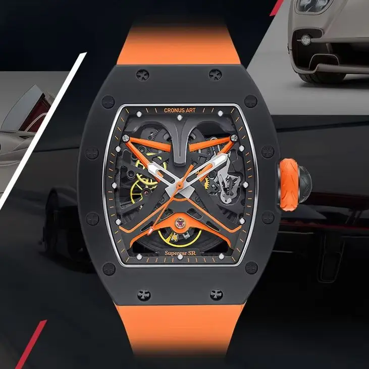CRONUSART Men Automatic Watch 42mm Tonneau Mechanical Wristwatch Luminous Fluororubber Strap Skeleton Racing Dial
CRONUSART Men Automatic Watch 42mm Tonneau Mechanical Wristwatch Luminous Fluororubber Strap Skeleton Racing Dial