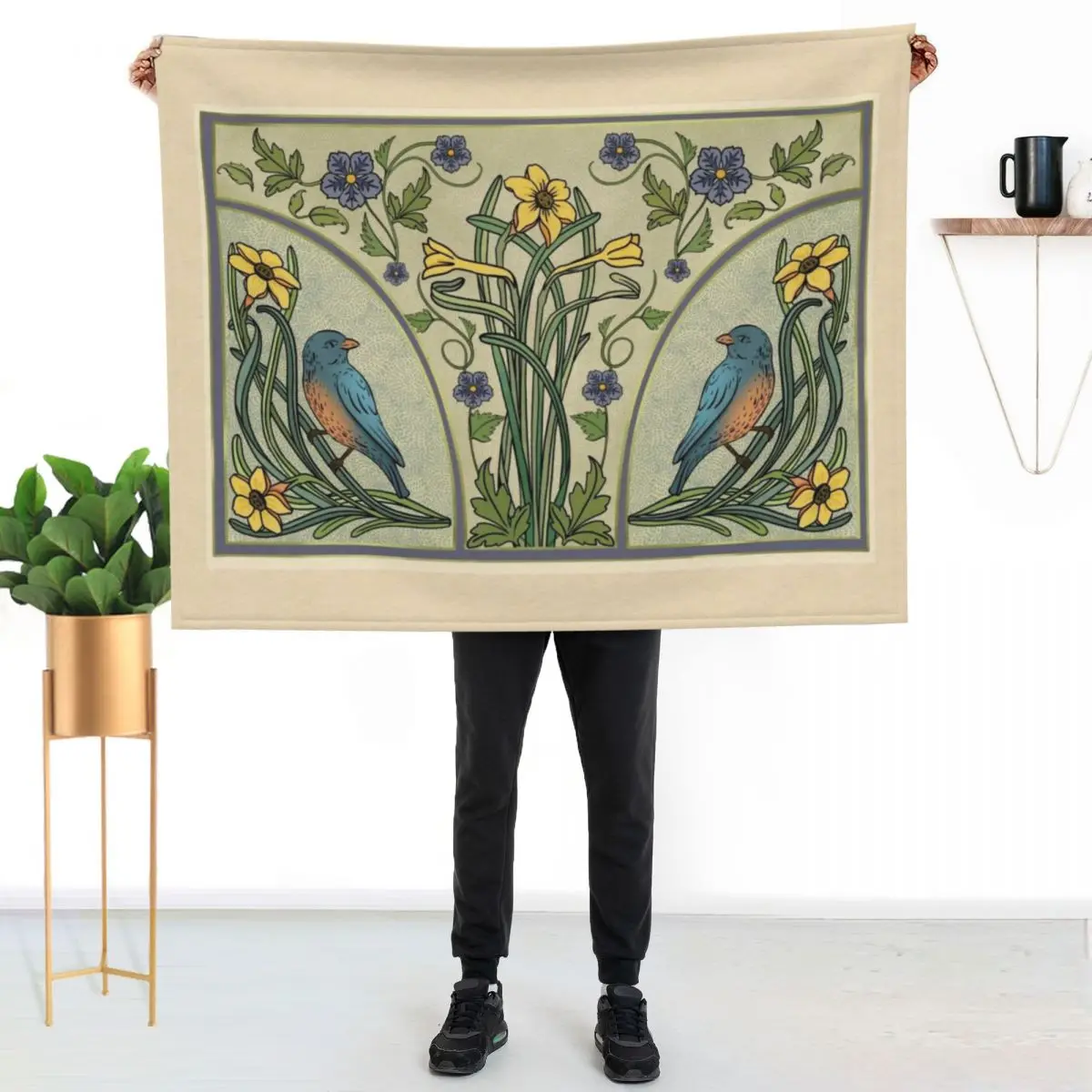 Bluebirds And Spring Blossoms Inspired By Art Nouveau Throw Blanket Stylish Decor Blanket Gift for Friends Roommate
Bluebirds And Spring Blossoms Inspired By Art Nouveau Throw Blanket Stylish Decor Blanket Gift for Friends Roommate