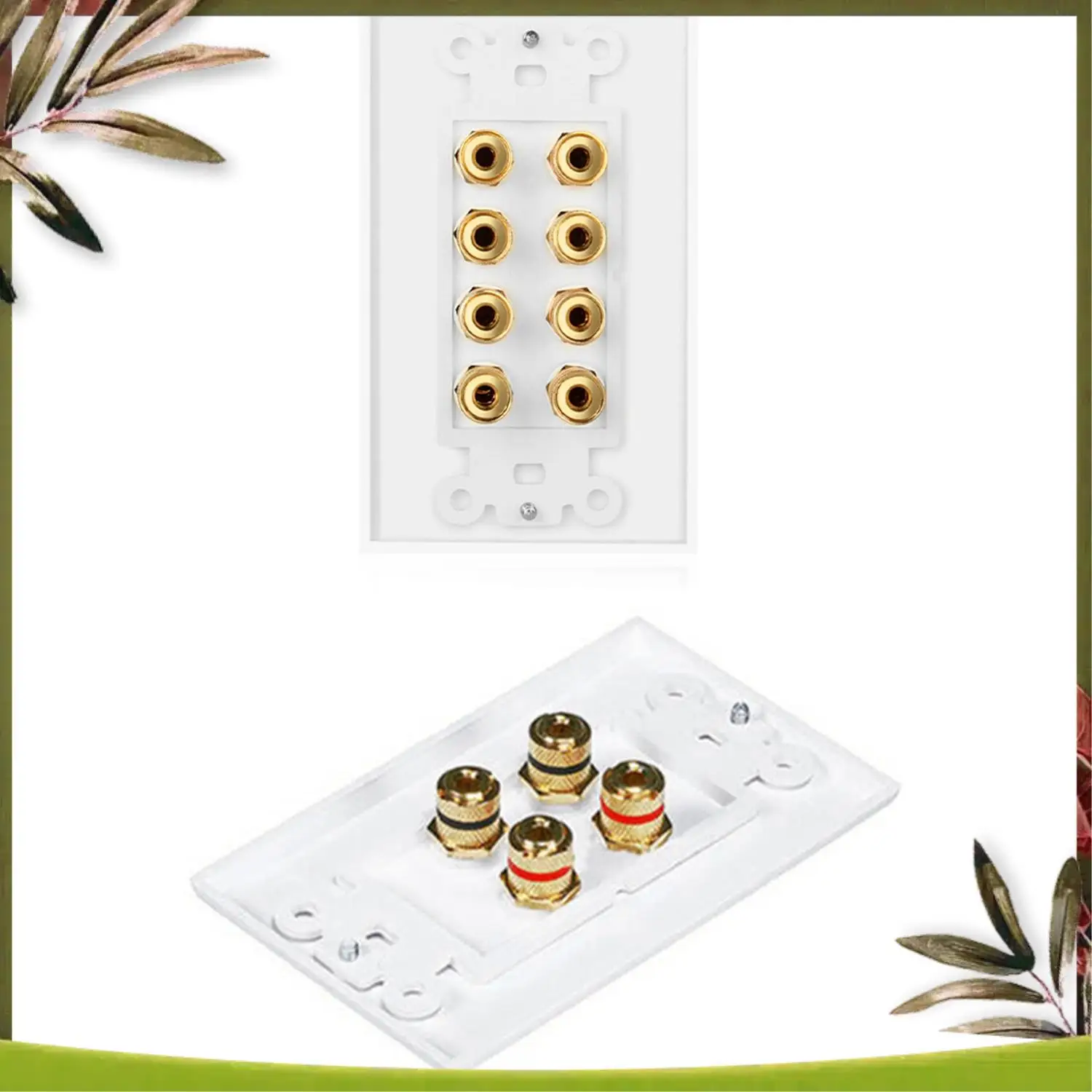 New-2 Pcs Speaker Wall Plate Home Theater Wall Plate Audio Panel 8 Posts For 4 Speakers & 4 Posts For 2 Speakers
New-2 Pcs Speaker Wall Plate Home Theater Wall Plate Audio Panel 8 Posts For 4 Speakers & 4 Posts For 2 Speakers