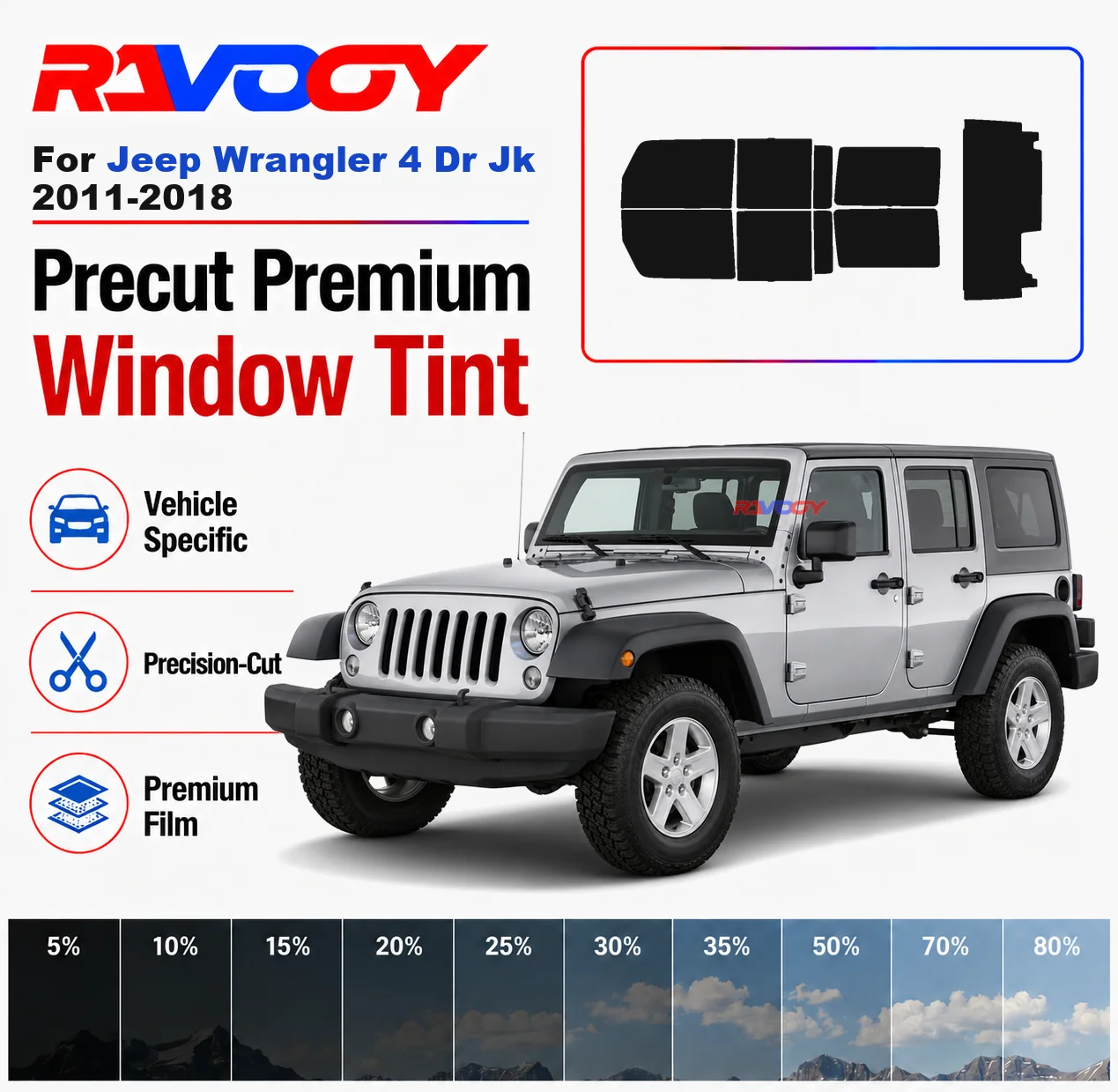 Premium Precut Window Tint Kit Front Rear Windows Rear Windshield For Jeep Wrangler 4Dr Jk 2011-2018 Car Solar Nano Ceramic Film
Premium Precut Window Tint Kit Front Rear Windows Rear Windshield For Jeep Wrangler 4Dr Jk 2011-2018 Car Solar Nano Ceramic Film