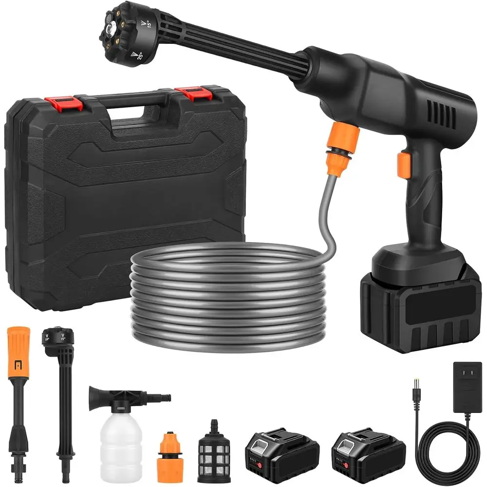 Беспроводная мойка высокого давления, 600 PSI, 21В, 2 перезаряжаемые батареи, насадка 6-в-1 для чистки автомобиля, пола, стен, забора
Беспроводная мойка высокого давления, 600 PSI, 21В, 2 перезаряжаемые батареи, насадка 6-в-1 для чистки автомобиля, пола, стен, забора