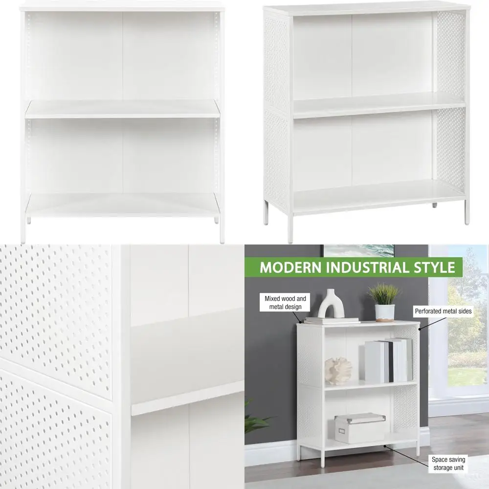 Contemporary White Bookcase with 2 Shelves for Home Décor and Storage
Contemporary White Bookcase with 2 Shelves for Home Décor and Storage