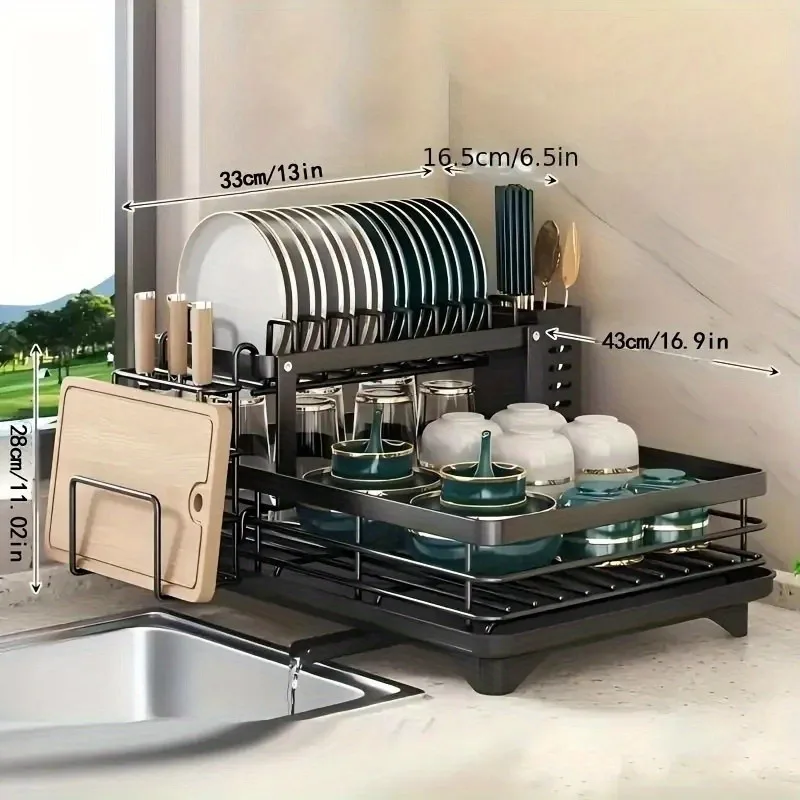 2-tier Dish Drying Rack, A Large, Durable And Rust-proof 2-tier Dish Rack for Kitchen Counter
2-tier Dish Drying Rack, A Large, Durable And Rust-proof 2-tier Dish Rack for Kitchen Counter