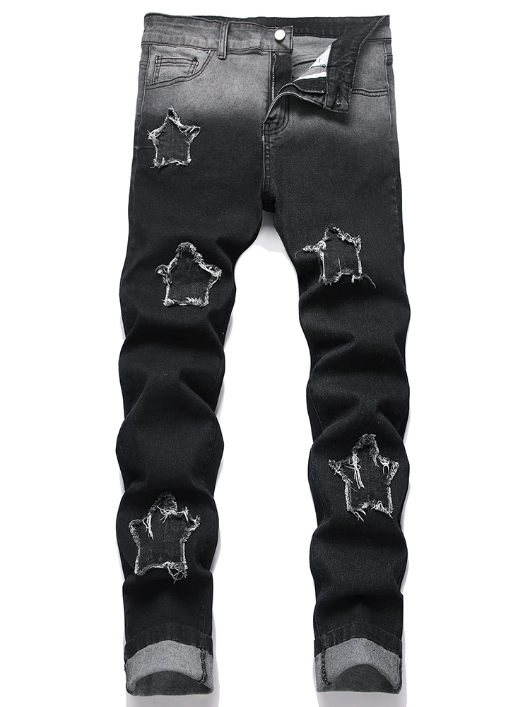 AMR Men's Smoke Gray Slim Fit Jeans with Diamond Patch Knee Break Detail High Street Trend Elastic Waist
AMR Men's Smoke Gray Slim Fit Jeans with Diamond Patch Knee Break Detail High Street Trend Elastic Waist