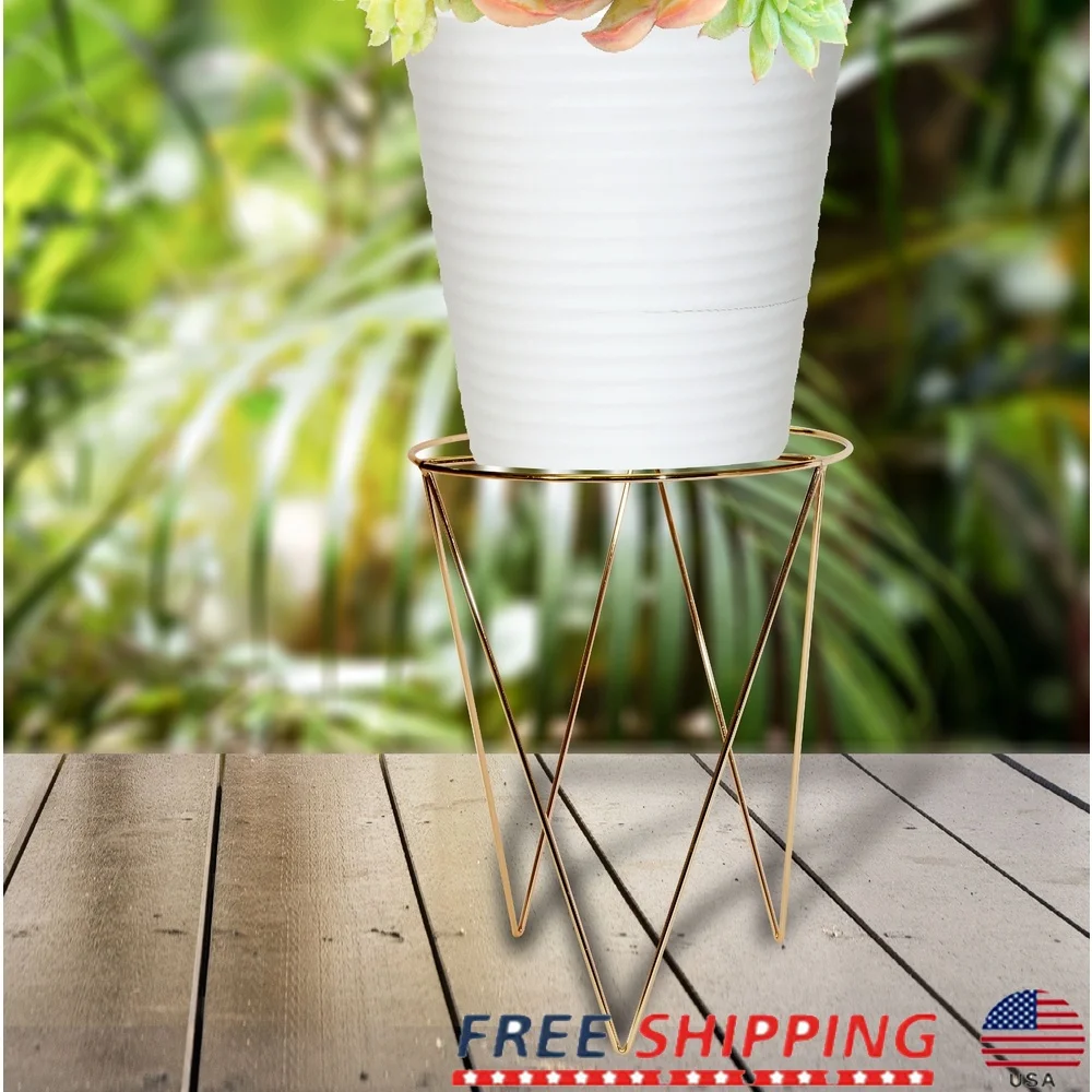 13 Inch High Gold Metal Plant Stand with Hairpin Legs Indoor Use Holds Planters up to 12 Inch Diameter
13 Inch High Gold Metal Plant Stand with Hairpin Legs Indoor Use Holds Planters up to 12 Inch Diameter