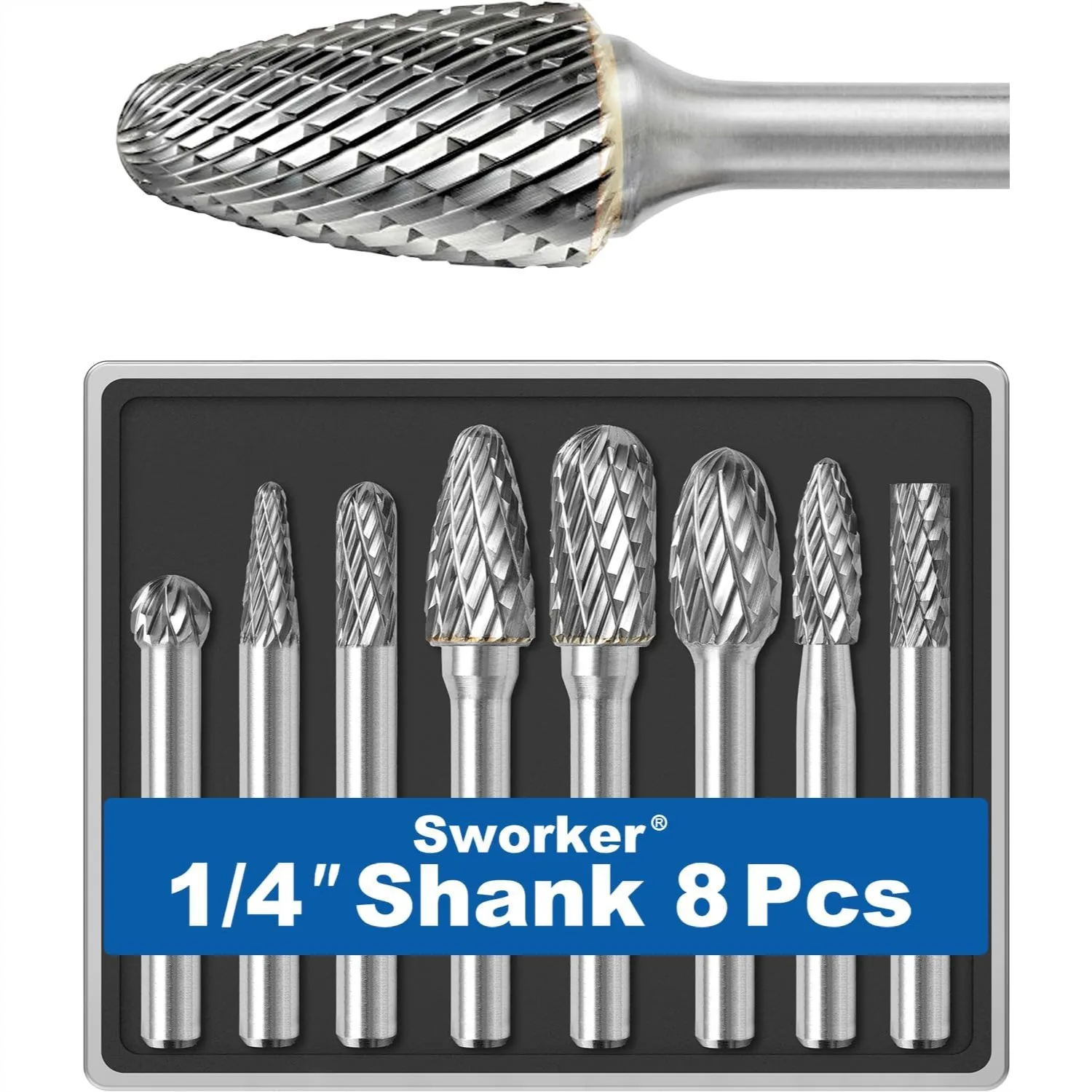 Carbide Burr Set 8Pcs 1/4 Shank Die Grinder Bits Rotary Tool Accessories for Metal Wood Stone Steel Grinding Carving Deburring
Carbide Burr Set 8Pcs 1/4 Shank Die Grinder Bits Rotary Tool Accessories for Metal Wood Stone Steel Grinding Carving Deburring