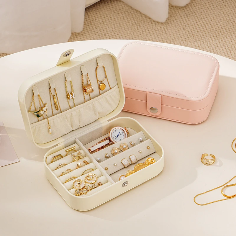 Portable Mini PU Leather Jewelry Box - Velvet Lined Multi-Compartment Organizer For Rings, Earrings & Necklace
Portable Mini PU Leather Jewelry Box - Velvet Lined Multi-Compartment Organizer For Rings, Earrings & Necklace