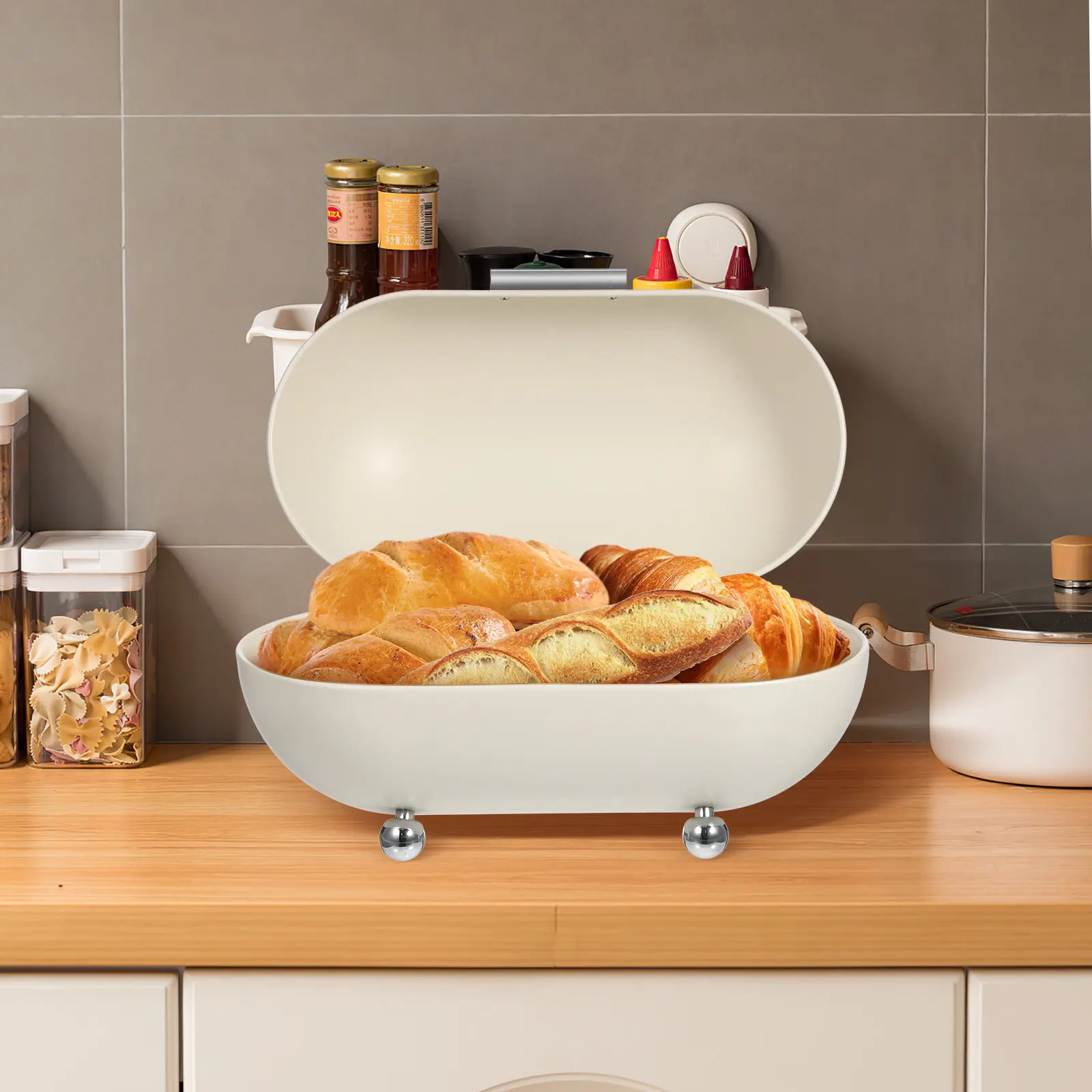 Retro Style Metal Bread Container Kitchen Sundries Organizer for Countertop Bread Cakes Cookies Chocolate Storage Smooth Edge
Retro Style Metal Bread Container Kitchen Sundries Organizer for Countertop Bread Cakes Cookies Chocolate Storage Smooth Edge