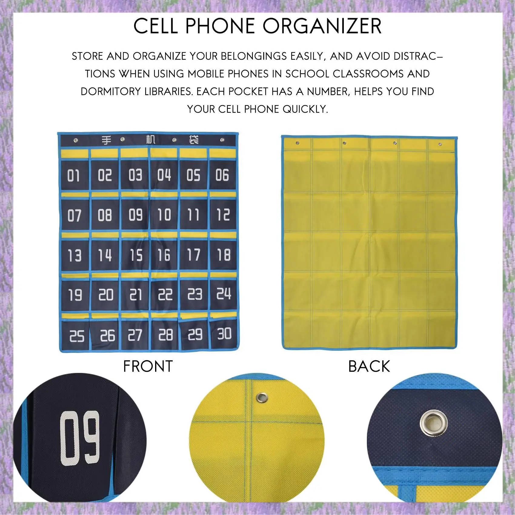 2025 New-30 Numbered Pockets Chart Cell Phone Hanging Organizer Hanging Storage Bag For Classroom Calculator Mobile Phone Holder
2025 New-30 Numbered Pockets Chart Cell Phone Hanging Organizer Hanging Storage Bag For Classroom Calculator Mobile Phone Holder