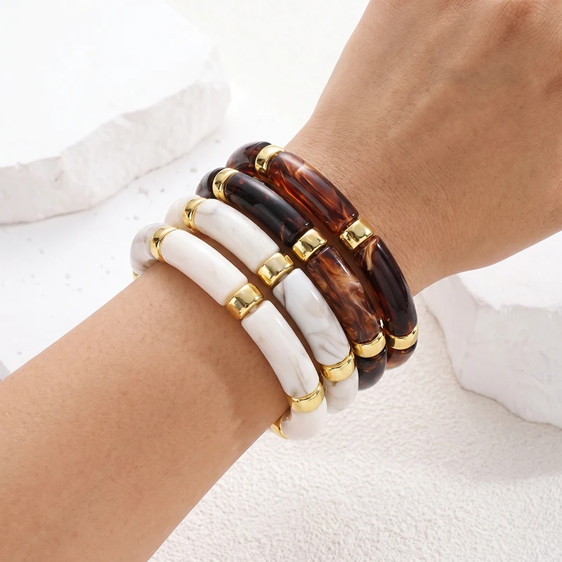 Amber Bamboo Joint Shaped Acrylic Elastic Bracelets Set for Women Fashion Simple Personality Resin Dyed Bracelets Retro Jewelry
Amber Bamboo Joint Shaped Acrylic Elastic Bracelets Set for Women Fashion Simple Personality Resin Dyed Bracelets Retro Jewelry