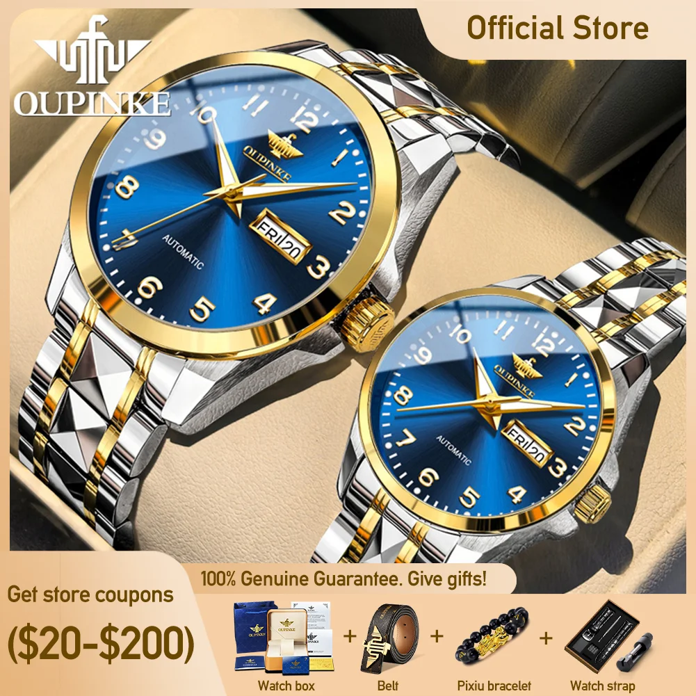 OUPINKE 3323 Couple Imported Mechanical Movement Watch High Luminous Function 50m Waterproof Tungsten Steel Calendar Watch
OUPINKE 3323 Couple Imported Mechanical Movement Watch High Luminous Function 50m Waterproof Tungsten Steel Calendar Watch