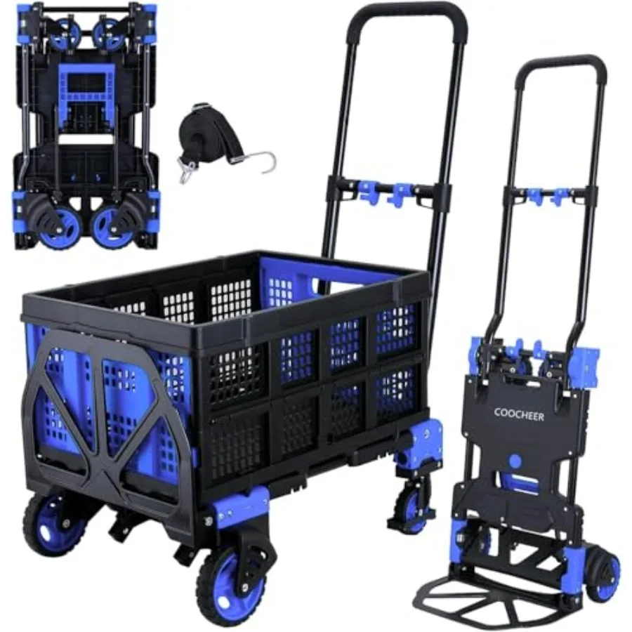 2-in-1 Folding Hand Truck Dolly with Basket for Moving/Travel/Office, Steel Frame, Black, 330LB Load Capacity, Retractable Hand
2-in-1 Folding Hand Truck Dolly with Basket for Moving/Travel/Office, Steel Frame, Black, 330LB Load Capacity, Retractable Hand