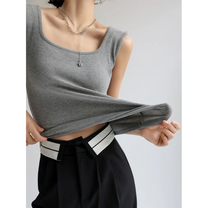 2025Base Layer Inner Square Neck Vest Women Sleeveless Top Spring Autumn Summer Outerwear Top
2025Base Layer Inner Square Neck Vest Women Sleeveless Top Spring Autumn Summer Outerwear Top