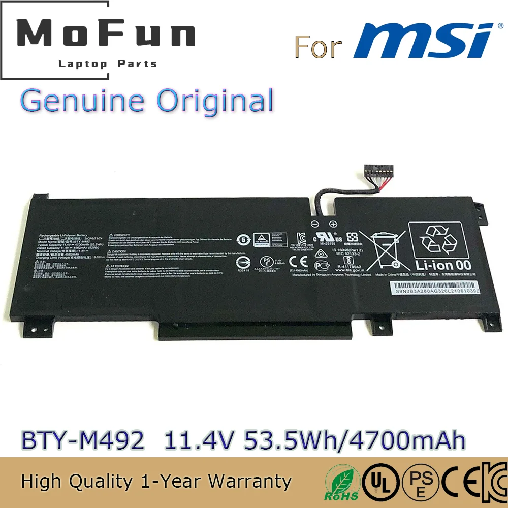 Абсолютно новый оригинальный телефон, аккумулятор для ноутбука MSI Pulse GL66 11UDK-076 GF76 GL76 WF76 11UJ, 11,4 в, Вт/ч
Абсолютно новый оригинальный телефон, аккумулятор для ноутбука MSI Pulse GL66 11UDK-076 GF76 GL76 WF76 11UJ, 11,4 в, Вт/ч