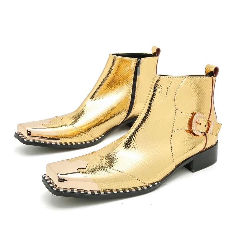 Gold Real Leather Mens Boots Square Toe Heel Chelsea Boots Fashion Runway Boots Solid Color Genuine Leather Ankle Boots For Men
Gold Real Leather Mens Boots Square Toe Heel Chelsea Boots Fashion Runway Boots Solid Color Genuine Leather Ankle Boots For Men