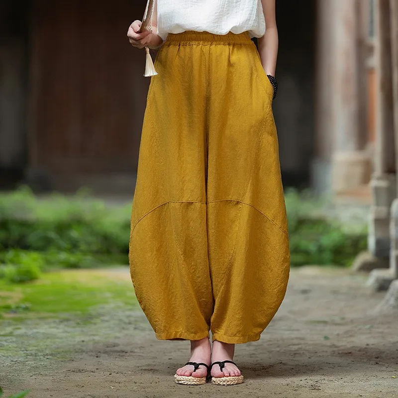 Новые летние женские льняные брюки в стиле ретро-дзен, тонкие, свободного кроя, с высокой талией, для медитации, базовые
Новые летние женские льняные брюки в стиле ретро-дзен, тонкие, свободного кроя, с высокой талией, для медитации, базовые