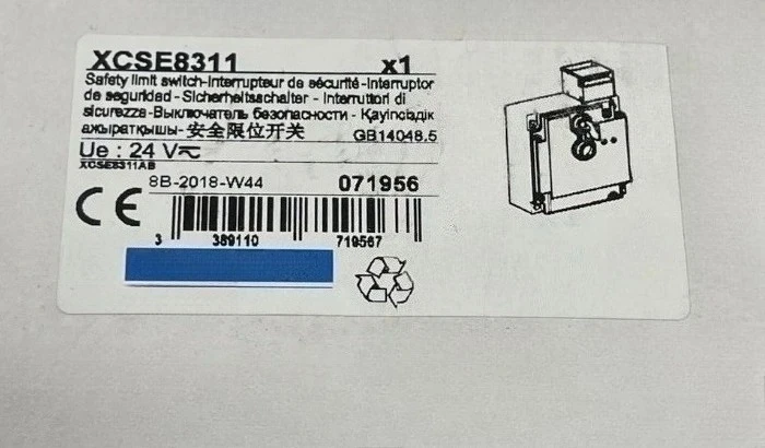 Brand new XCSE8311 Safety switches, metal, 3 NC, slow break, 2 entries tapped Pg 13, 24 V Fast delivery
Brand new XCSE8311 Safety switches, metal, 3 NC, slow break, 2 entries tapped Pg 13, 24 V Fast delivery