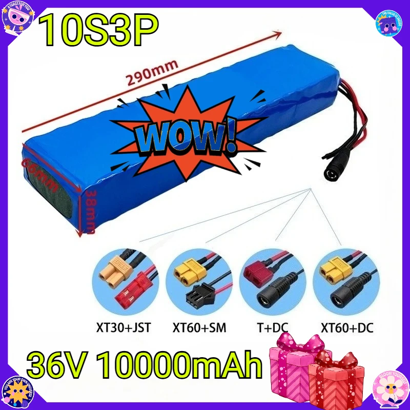 10S3P 36V 10000mAh High Quality XT-60+SM Plug 18650 Rechargeable Lithium-ion Battery Pack, Built-in BMS Circuit Protection Board
10S3P 36V 10000mAh High Quality XT-60+SM Plug 18650 Rechargeable Lithium-ion Battery Pack, Built-in BMS Circuit Protection Board