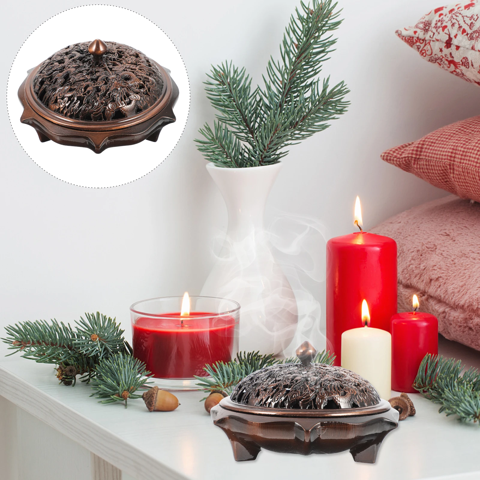 Incense Burner Aroma Stove Zinc Alloy H crafted Desktop Censer Home Decoration Purify Air Multi Purpose
Incense Burner Aroma Stove Zinc Alloy H crafted Desktop Censer Home Decoration Purify Air Multi Purpose