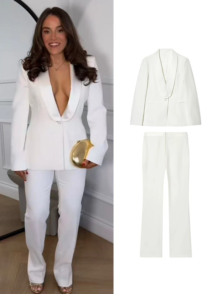 TFMLN Women's Suit Party 2pcs Set Slim Fit Elegant Solid White Blazer Pants Chic Formal Outfits Spring New Fashion Ladies Set
TFMLN Women's Suit Party 2pcs Set Slim Fit Elegant Solid White Blazer Pants Chic Formal Outfits Spring New Fashion Ladies Set