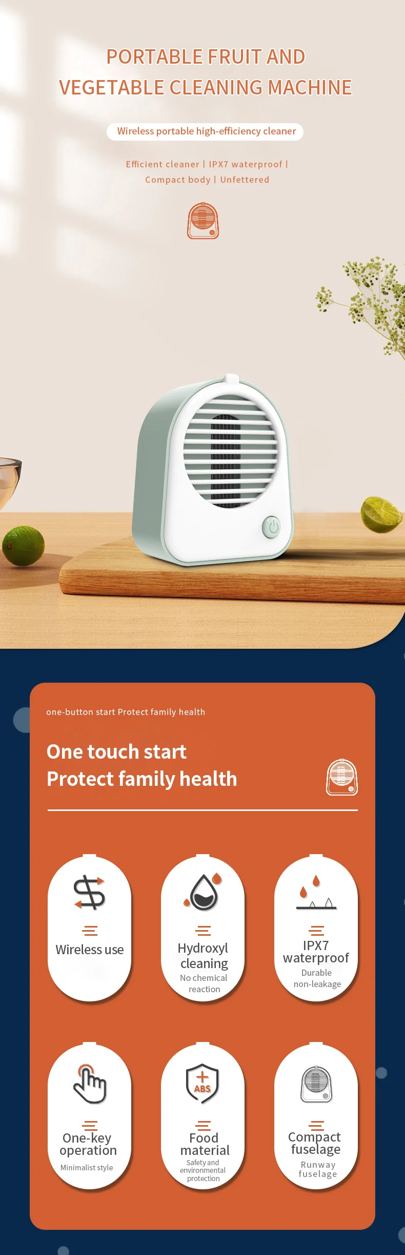 Portable Fruit and Vegetable Deep Washer OEM Food Meat Cleaner Electric & USB/Battery Powered for Household & Outdoor Use
Portable Fruit and Vegetable Deep Washer OEM Food Meat Cleaner Electric & USB/Battery Powered for Household & Outdoor Use