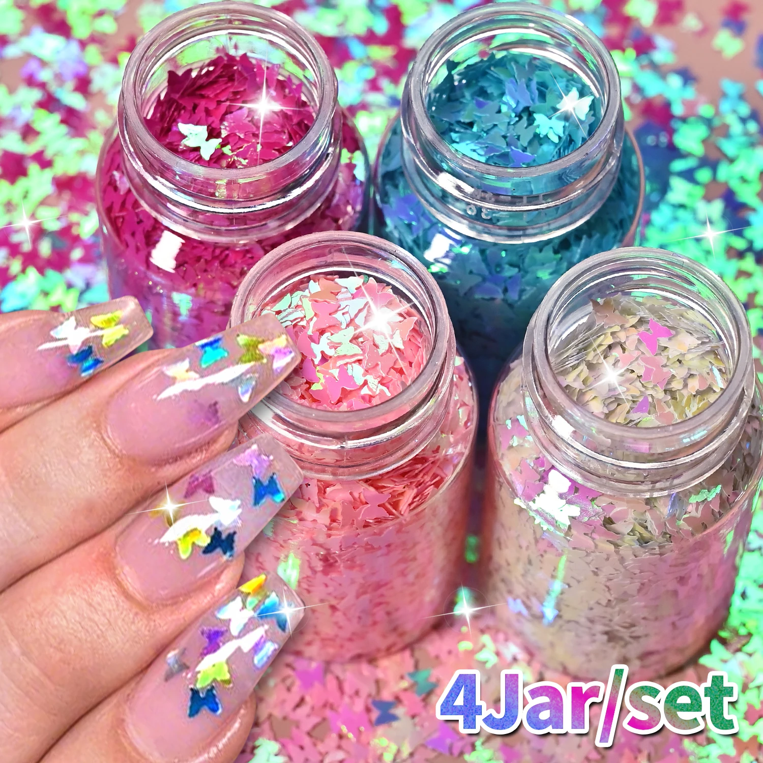 4Jars Holographic Butterfly Nail Glitter Sequins Colorful Shiny Butterfly Nail Flakes Y2K Daily Party Manicure Salon Supplies *7
4Jars Holographic Butterfly Nail Glitter Sequins Colorful Shiny Butterfly Nail Flakes Y2K Daily Party Manicure Salon Supplies *7