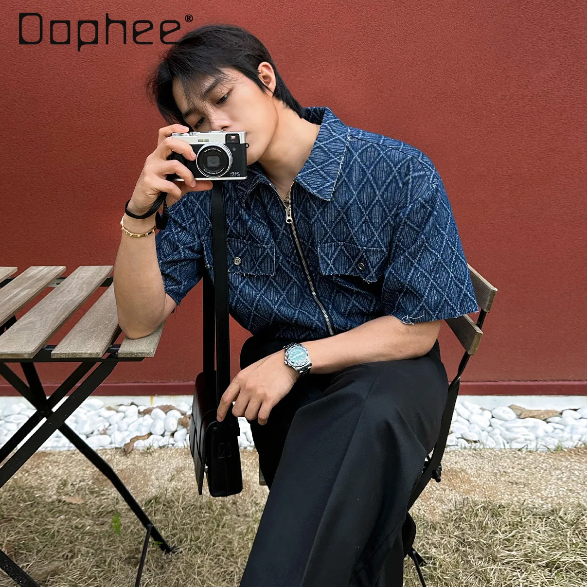 Men Summer New Korean Style Commuter Blue Plaid Denim Lapel Short Sleeve Shirt Loose Casual Daily Wear Streetwear
Men Summer New Korean Style Commuter Blue Plaid Denim Lapel Short Sleeve Shirt Loose Casual Daily Wear Streetwear