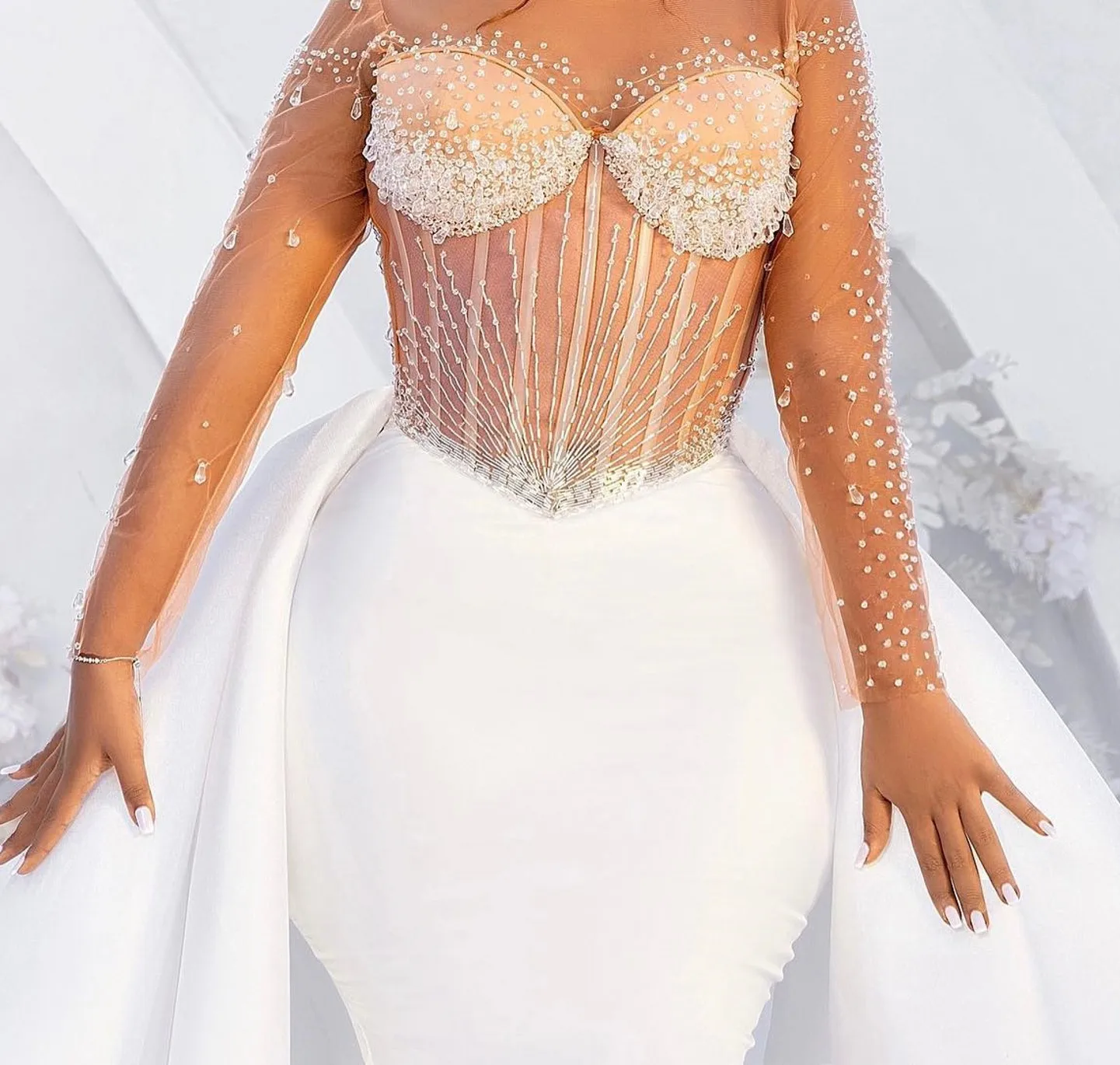 New Church Mermaid Wedding Dress Detachable Train Illusion Sheer Neck Long Sleeves Bridal Gowns Arabic Vestidos De Noiva
New Church Mermaid Wedding Dress Detachable Train Illusion Sheer Neck Long Sleeves Bridal Gowns Arabic Vestidos De Noiva