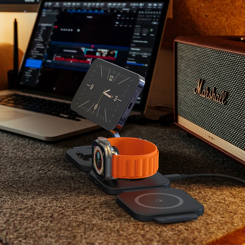 Складное беспроводное зарядное устройство для iPhone 17, 16, 15, 14, 13, 12, светодиодная док-станция для Apple Watch S9 Ultra 2, держатель AirPods Pro IWatch
Складное беспроводное зарядное устройство для iPhone 17, 16, 15, 14, 13, 12, светодиодная док-станция для Apple Watch S9 Ultra 2, держатель AirPods Pro IWatch