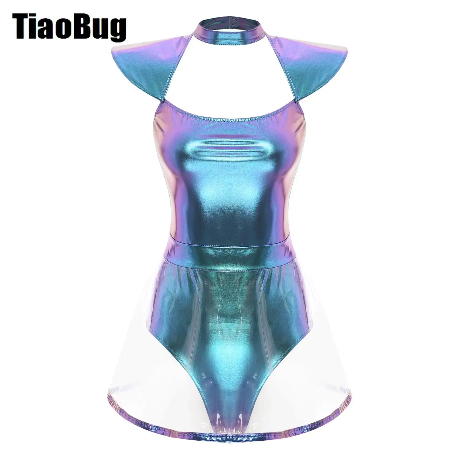 Womens Space Alien Role Paly Dress Fly Sleeve Cutout Briefs Bottom with PVC Skirt One-piece Bodysuit for Halloween Carnivals
Womens Space Alien Role Paly Dress Fly Sleeve Cutout Briefs Bottom with PVC Skirt One-piece Bodysuit for Halloween Carnivals