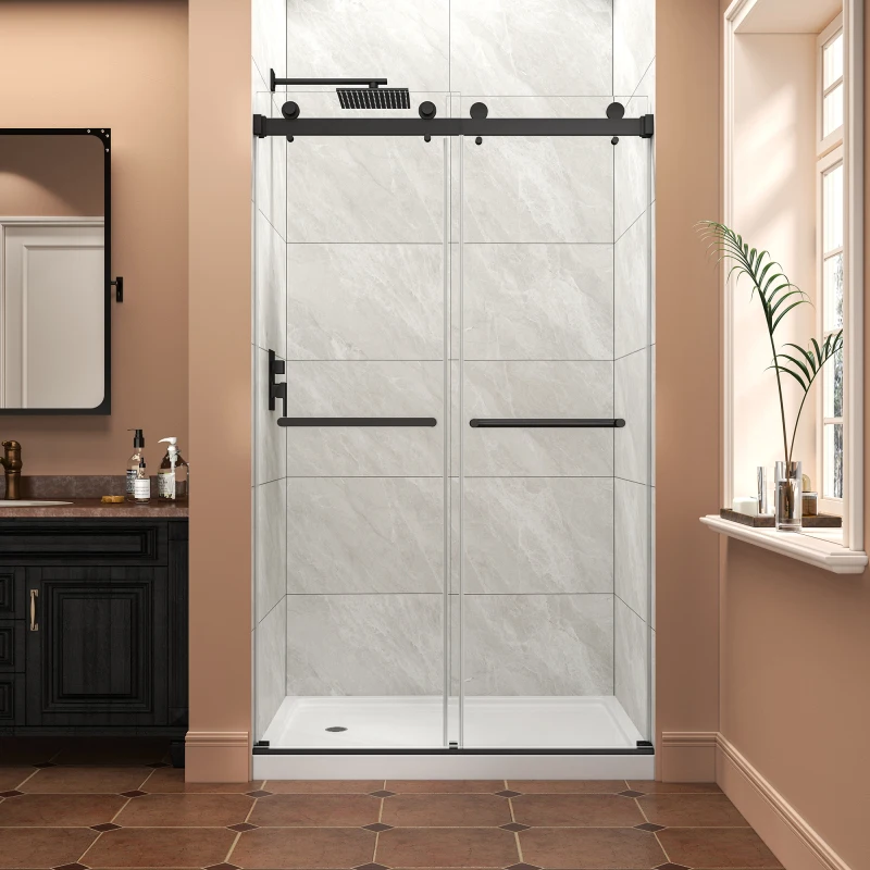 43"-48" W x 76" H Matte Black Reversible Installation Double Bypass Sliding Shower Door Easy Installation Frameless Shower
43"-48" W x 76" H Matte Black Reversible Installation Double Bypass Sliding Shower Door Easy Installation Frameless Shower