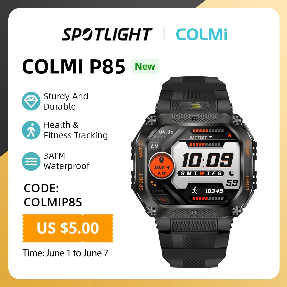 COLMI P85 Смарт-часы для мужчин Менеджер здоровья Bluetooth Вызов IP68 Водонепроницаемый фонарик Спорт на открытом воздухе Прочные умные часы для телефона
COLMI P85 Смарт-часы для мужчин Менеджер здоровья Bluetooth Вызов IP68 Водонепроницаемый фонарик Спорт на открытом воздухе Прочные умные часы для телефона