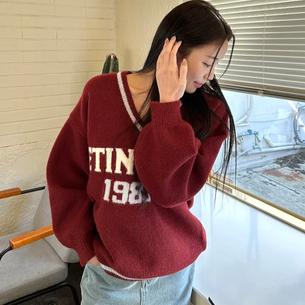 Casual Oversized American Retro Sweater with Color Blo Letters ex Spring Autumn Winter Knittedwear for Men And Women
Casual Oversized American Retro Sweater with Color Blo Letters ex Spring Autumn Winter Knittedwear for Men And Women
