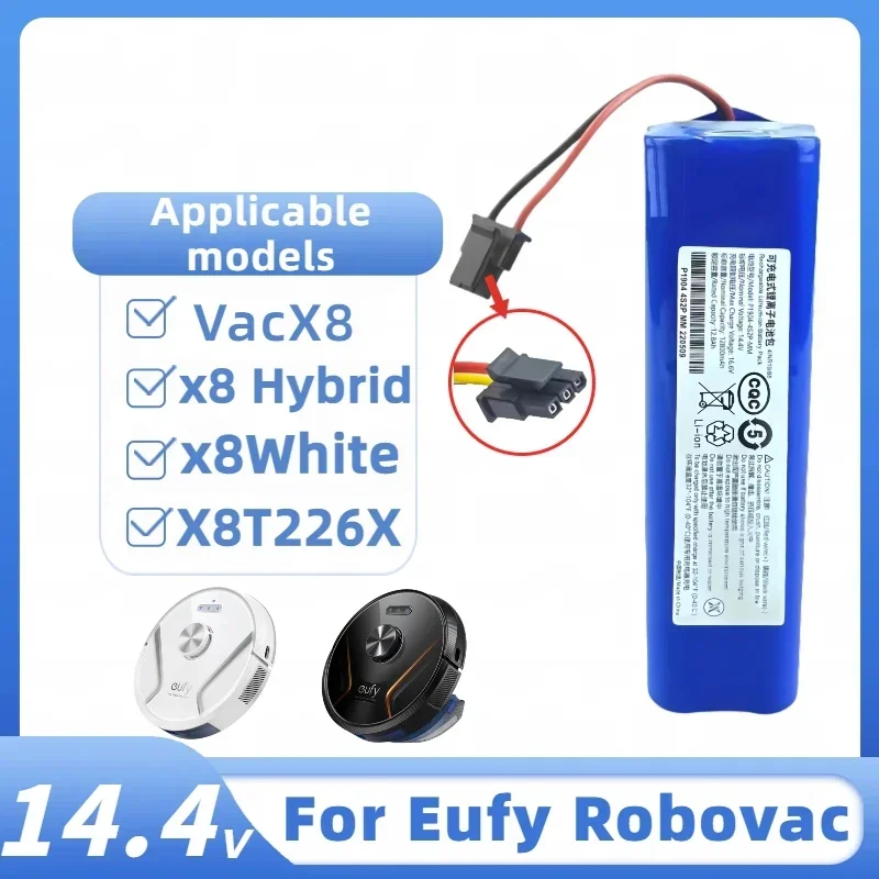 14.4V 12800mAh Suitable for Eufy Robovac Intelligent Sweeping Robot X8 Hybrid Vacuum Cleaner 18650 Lithium Replacement Batteries
14.4V 12800mAh Suitable for Eufy Robovac Intelligent Sweeping Robot X8 Hybrid Vacuum Cleaner 18650 Lithium Replacement Batteries
