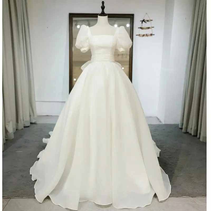 Ezkuntza Summer New Wedding Dresses Vintage Short Puff Sleeve Lace Up Bridal Dresses Bow Pincess Ball Gown Plus Size Made Custom
Ezkuntza Summer New Wedding Dresses Vintage Short Puff Sleeve Lace Up Bridal Dresses Bow Pincess Ball Gown Plus Size Made Custom