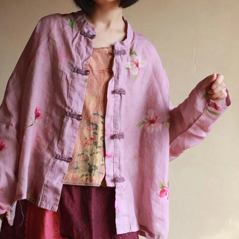 Chinese Retro Frog Button Jacket Thin Ramie Printed Bat Sleeve Big Shirt Women's Loose Version Long Sleeve Cardigan Short Coat
Chinese Retro Frog Button Jacket Thin Ramie Printed Bat Sleeve Big Shirt Women's Loose Version Long Sleeve Cardigan Short Coat