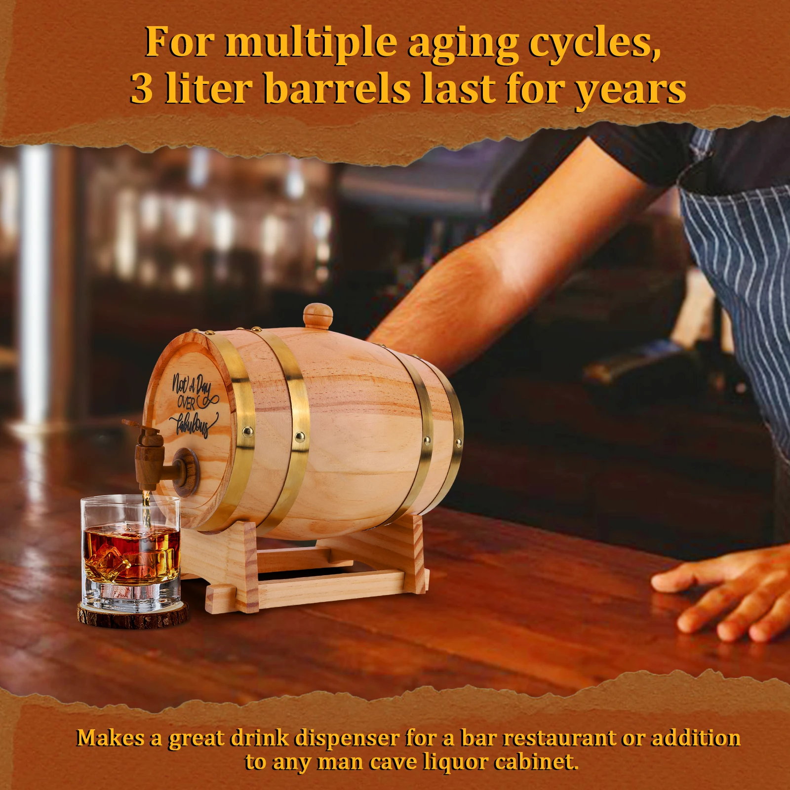 3L Engraved Whiskey Barrel with Stand Bung and Spigot Wine Barrel Bourbon Barrel for Cocktails Bourbon Rum Beer
3L Engraved Whiskey Barrel with Stand Bung and Spigot Wine Barrel Bourbon Barrel for Cocktails Bourbon Rum Beer