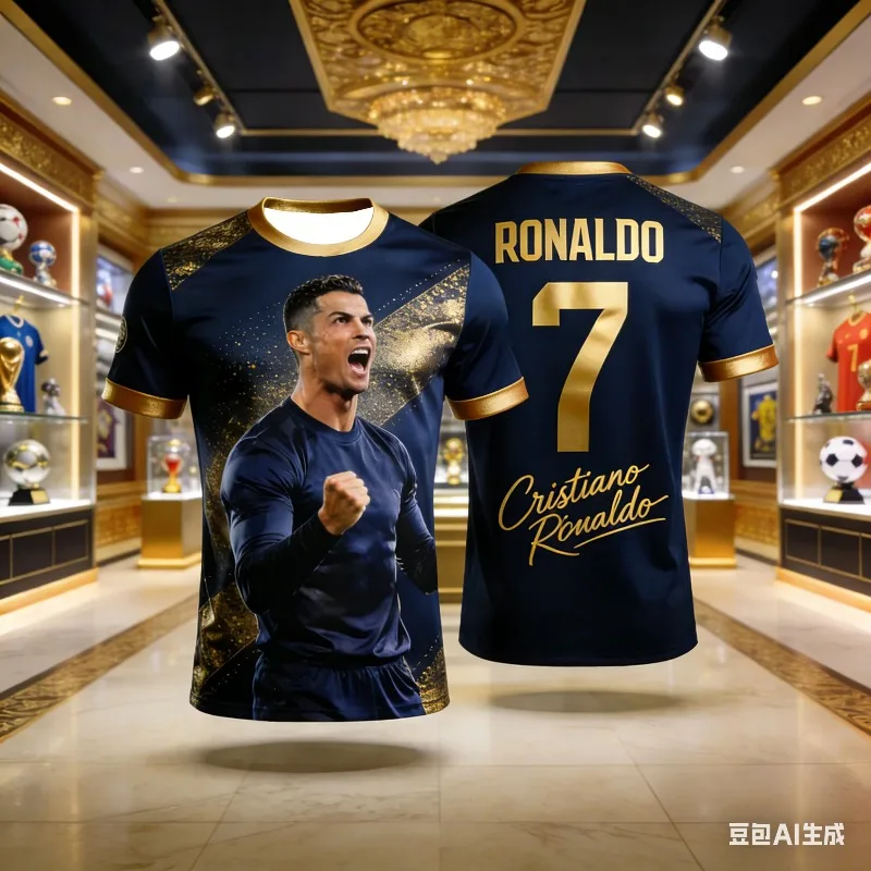 3D Printed Character Pattern T-shirt for Football Star Jerseys, Casual Woven Top with Quick Drying Round Neck Short Sleeves
3D Printed Character Pattern T-shirt for Football Star Jerseys, Casual Woven Top with Quick Drying Round Neck Short Sleeves