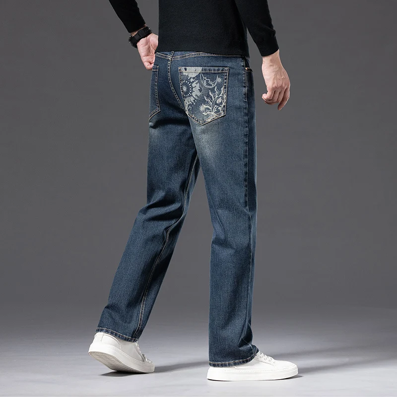 Новые осенние и зимние модели. Мужские джинсы из эластичного хлопка, прямые мужские модные серые и синие удобные деловые мужские джинсы.
Новые осенние и зимние модели. Мужские джинсы из эластичного хлопка, прямые мужские модные серые и синие удобные деловые мужские джинсы.