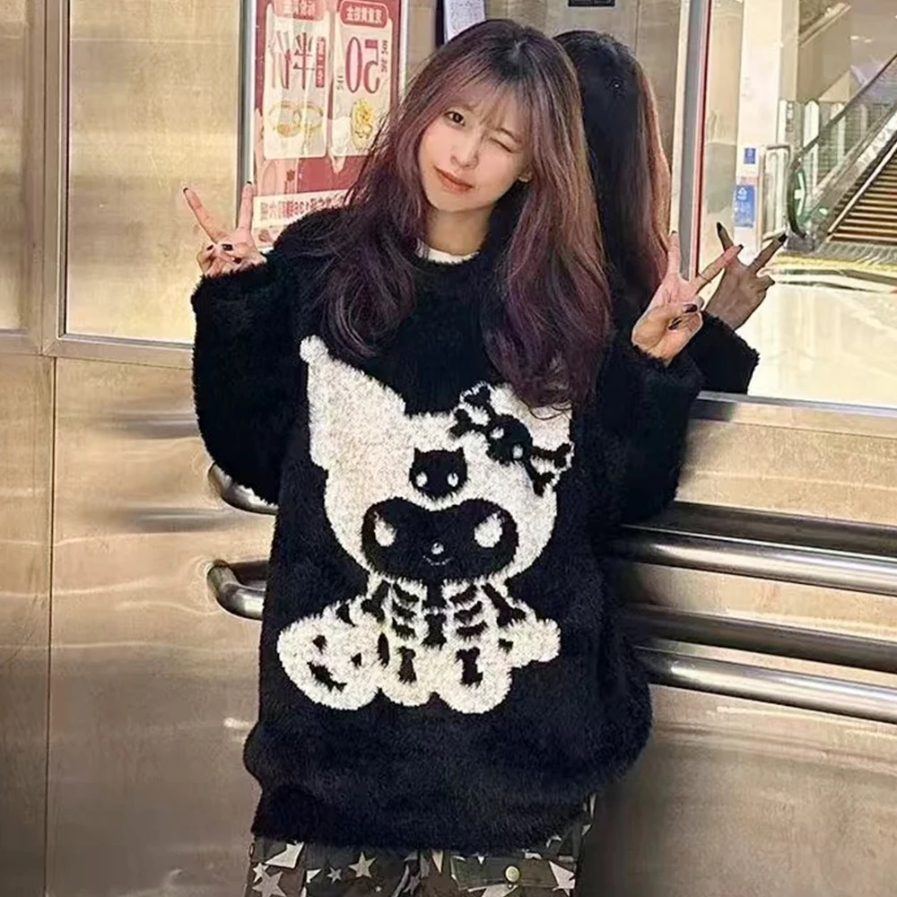 Cute Kuromi Sweater Sanrioed Men Women Thicken Knitted Tops Anime Kawaii Autumn Winter Student Loose Couple Outfit Casual Tops
Cute Kuromi Sweater Sanrioed Men Women Thicken Knitted Tops Anime Kawaii Autumn Winter Student Loose Couple Outfit Casual Tops